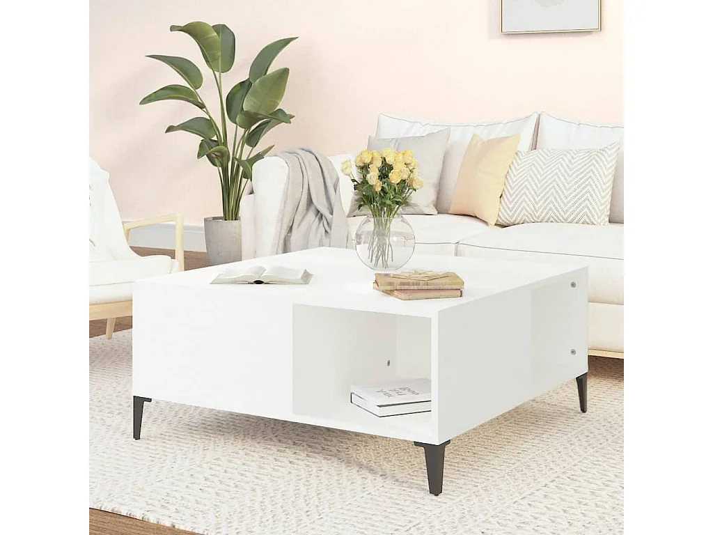 Table basse blanc 80x80x36,5 cm bois d'ingénierie