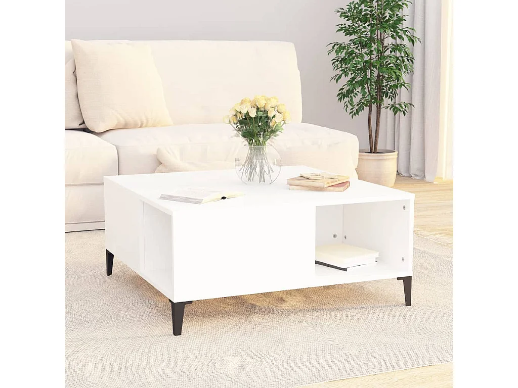 Table basse blanc 80x80x36,5 cm bois d'ingénierie