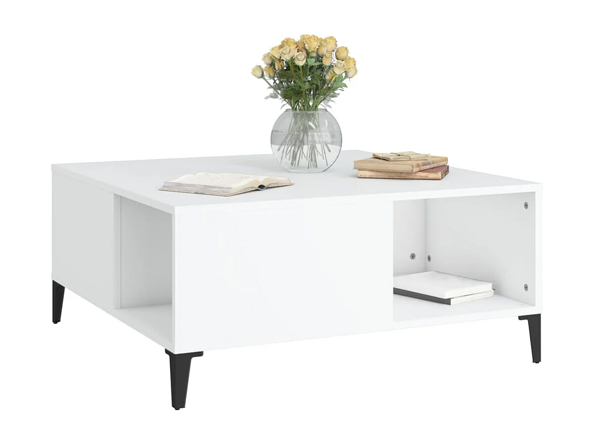 Table basse blanc 80x80x36,5 cm bois d'ingénierie