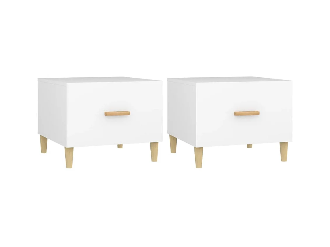 Tables basses 2 pcs blanc 50x50x40 cm bois d'ingénierie