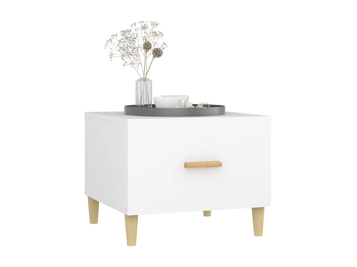 Mesas de centro Gold 2 piezas madera contrachapada blanca 50x50x40 cm