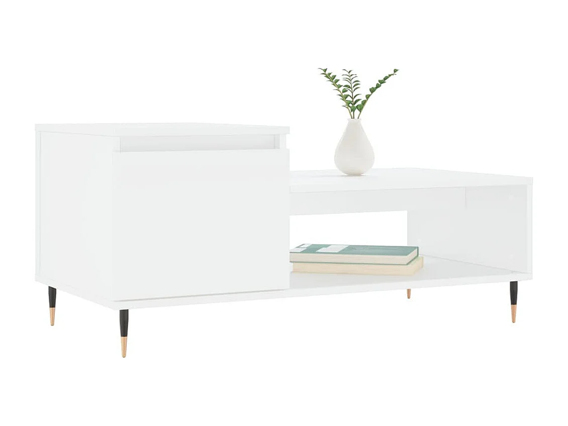 Table basse Blanc 100x50x45 cm Bois d'ingénierie