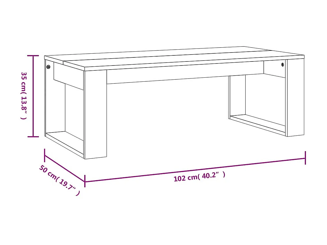 Tavolino Gold nero 102x50x35 cm in MDF