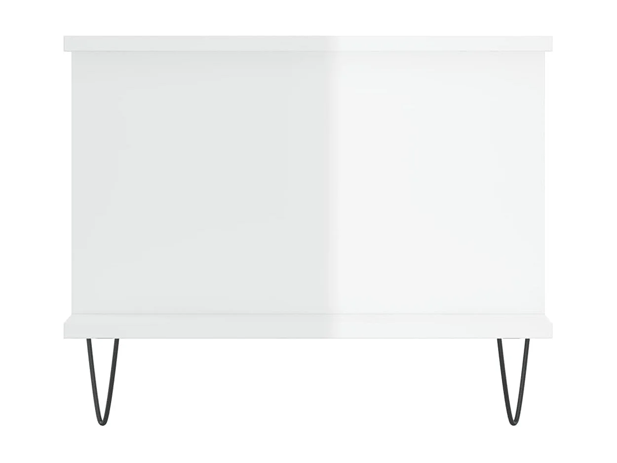 Goldfarbener Couchtisch, glänzend weiß, 90 x 50 x 40 cm, Holzwerkstoff