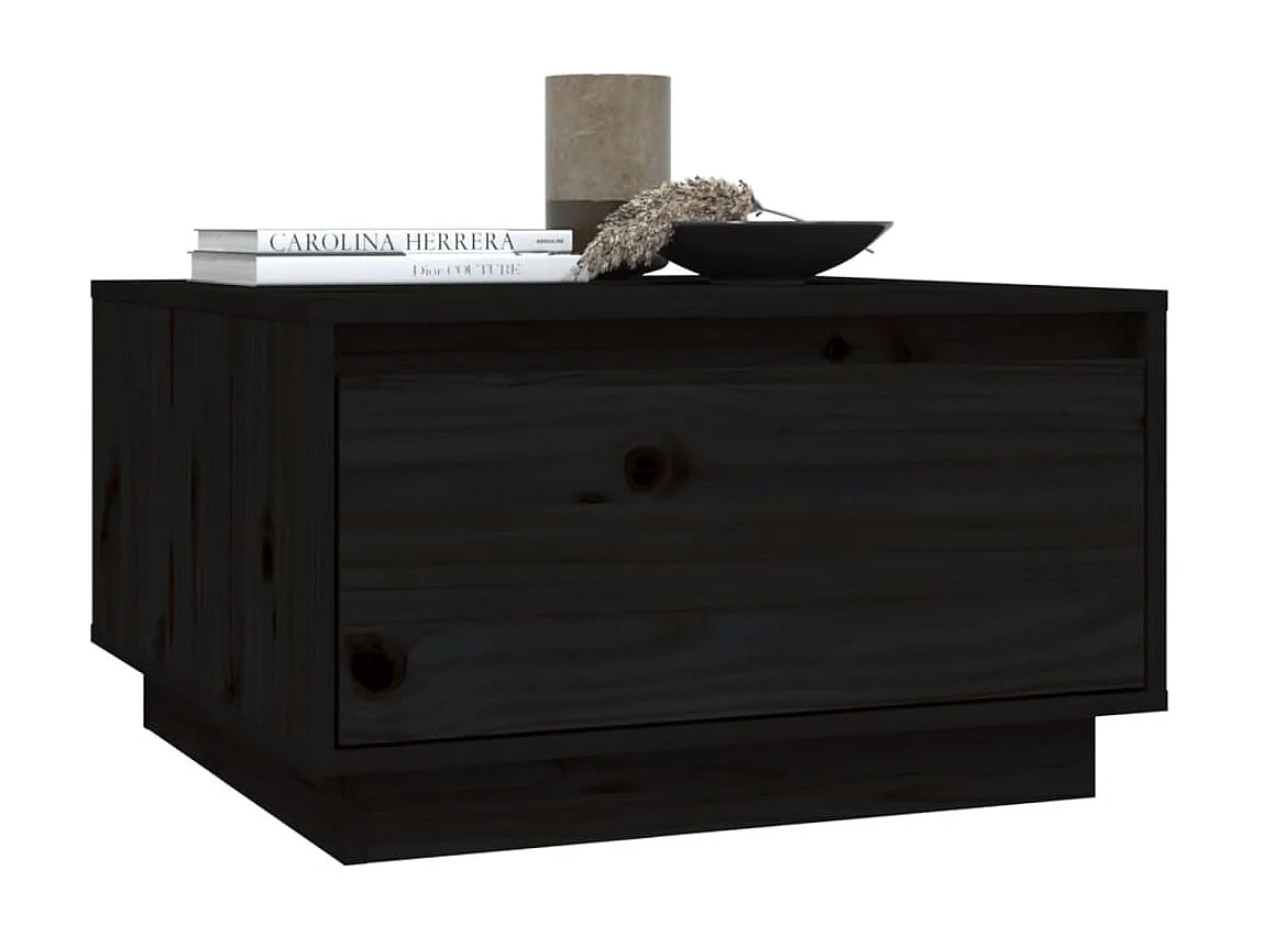 Mesa de centro dourada preta 55x56x32 cm Madeira maciça de pinho