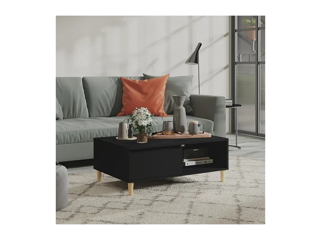 Table basse Noir 90x60x35 cm Aggloméré