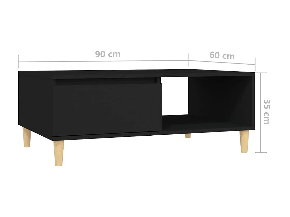 Table basse Noir 90x60x35 cm Aggloméré