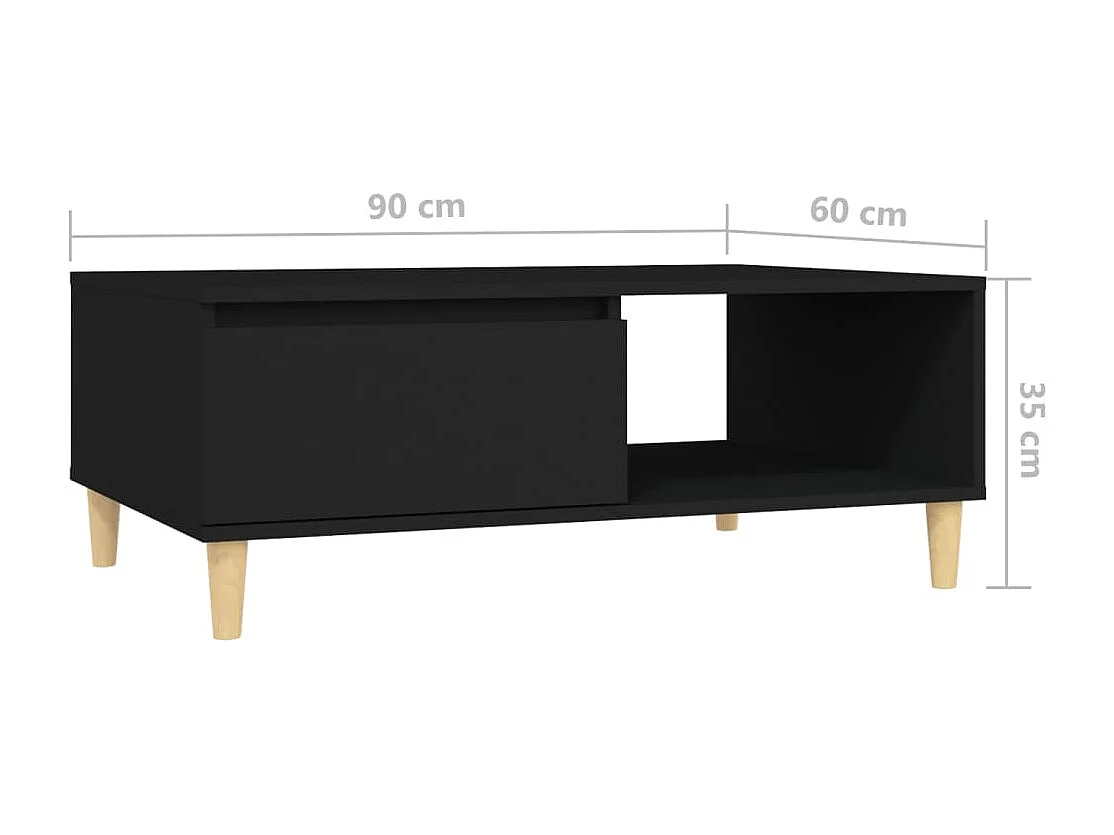 Gold Salontafel Zwart 90x60x35 cm Spaanplaat