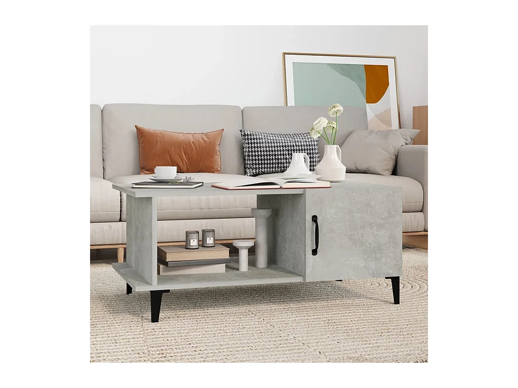 Table basse Gris béton 90x50x40 cm Bois d'ingénierie