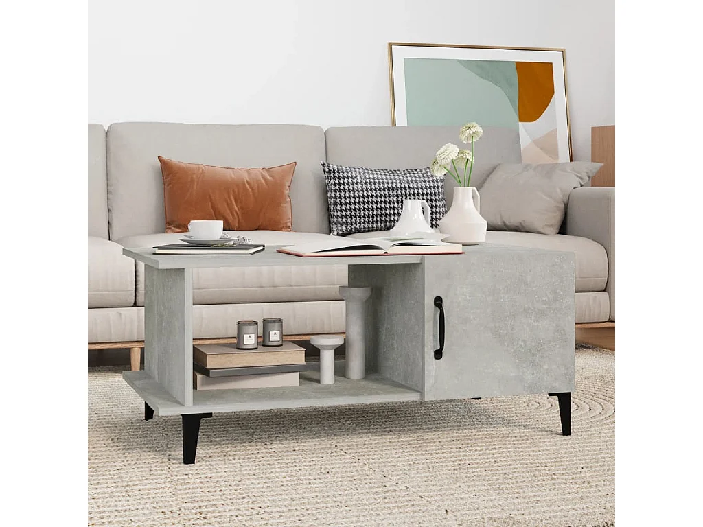 Table basse Gris béton 90x50x40 cm Bois d'ingénierie