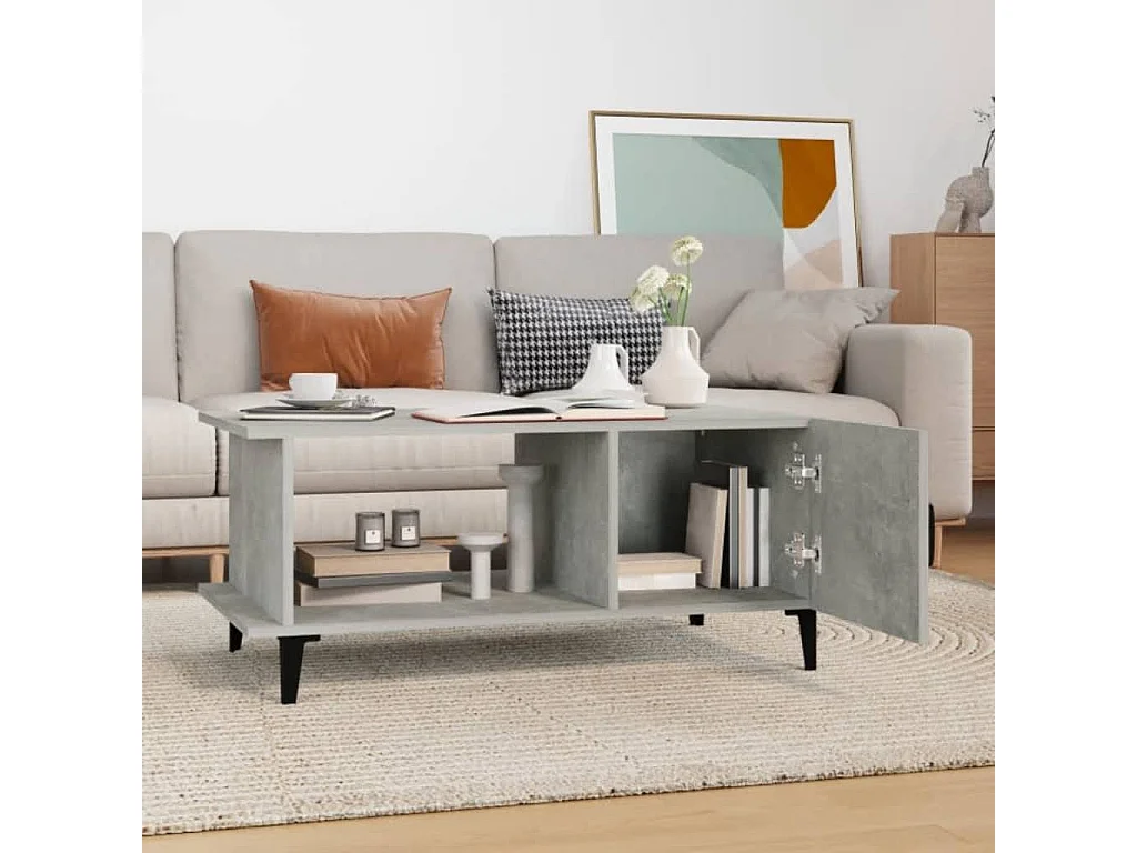 Table basse Gris béton 90x50x40 cm Bois d'ingénierie