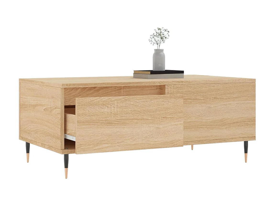 Gold Couchtisch Sonoma-Eiche 90x50x36,5 cm Holzwerkstoff