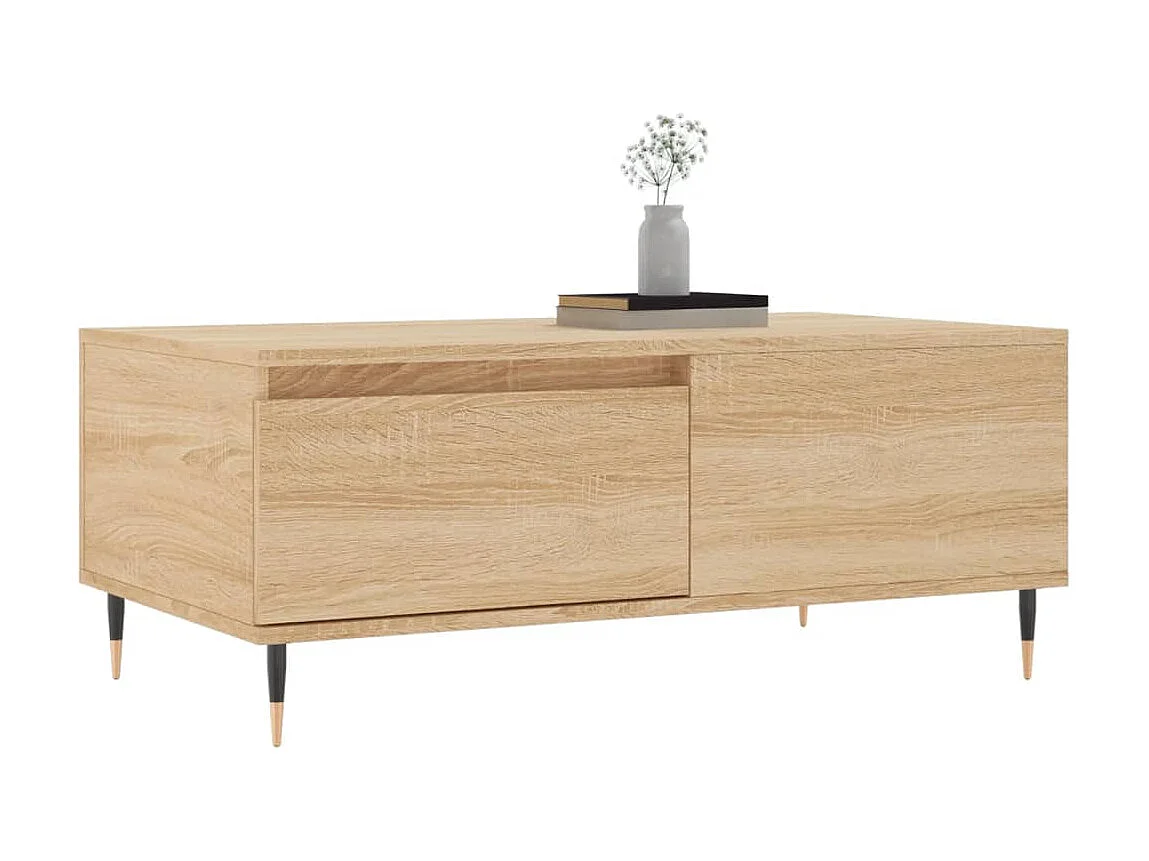 Gold Couchtisch Sonoma-Eiche 90x50x36,5 cm Holzwerkstoff