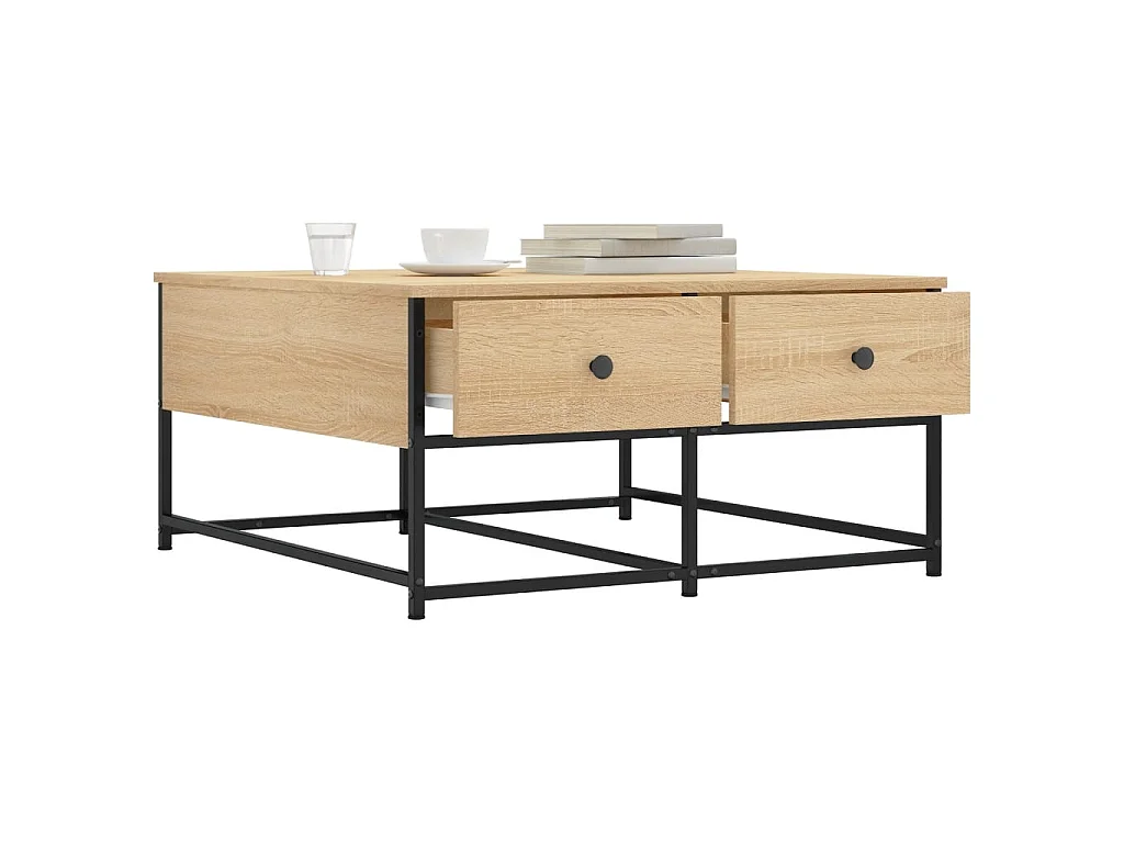 Mesa de centro em carvalho Sonoma dourado 80x80x40 cm madeira projetada