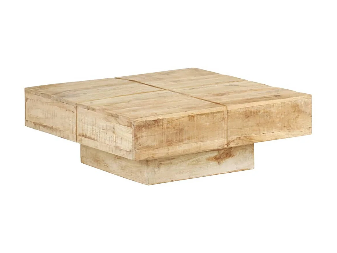 Tavolino Gold 80x80x28 cm Legno massello di mango