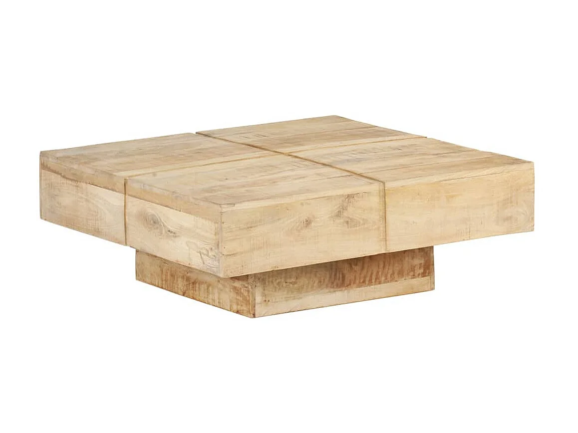 Tavolino Gold 80x80x28 cm Legno massello di mango