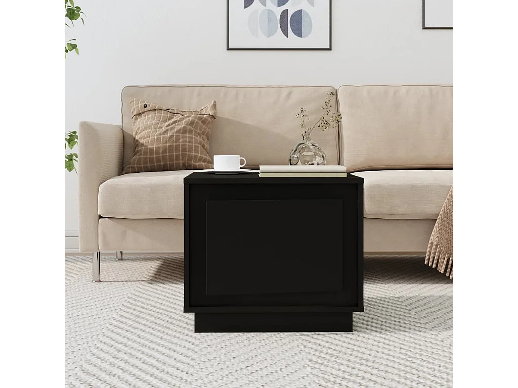 Table basse noir 51x50x44 cm bois d'ingénierie