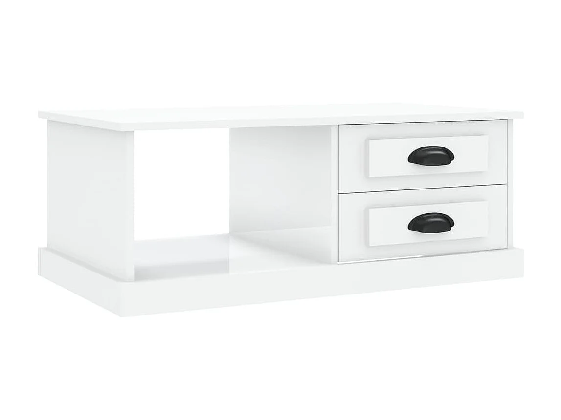 Gold Salontafel Glanzend wit 90x50x35 cm Bewerkt hout