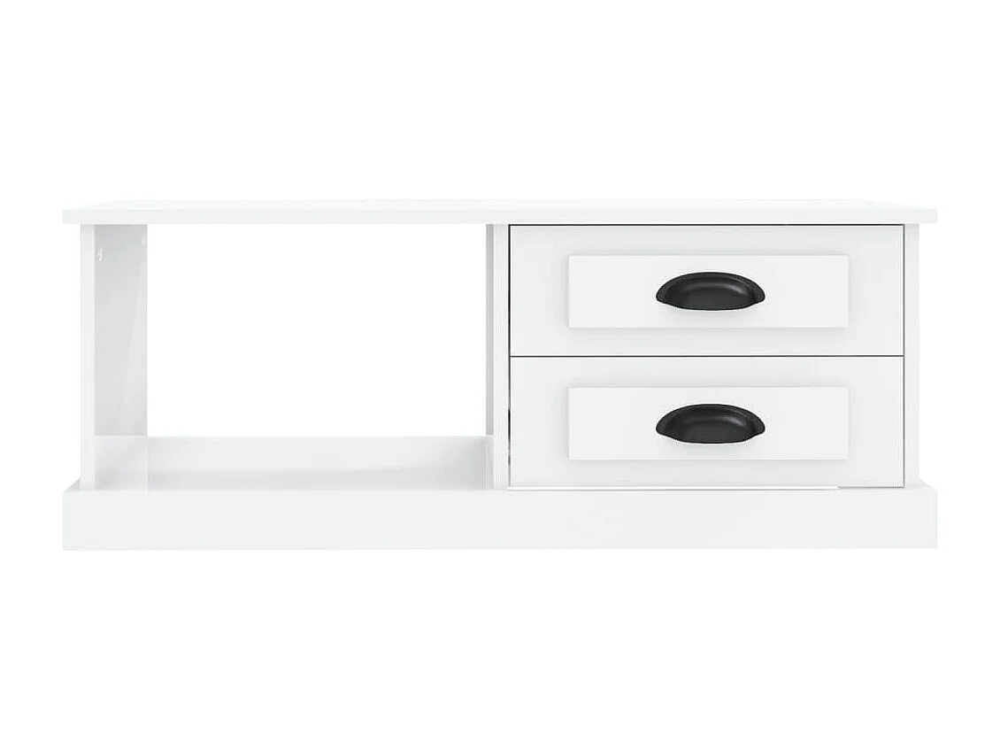 Gold Salontafel Glanzend wit 90x50x35 cm Bewerkt hout