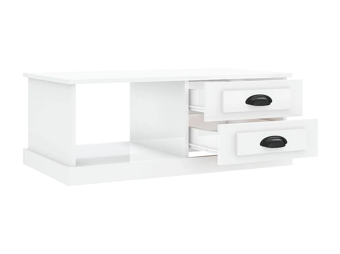 Gold Salontafel Glanzend wit 90x50x35 cm Bewerkt hout