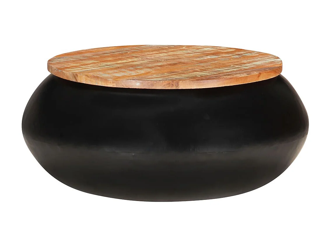 Gold Salontafel Zwart 68x68x30 cm Massief hergebruikt hout