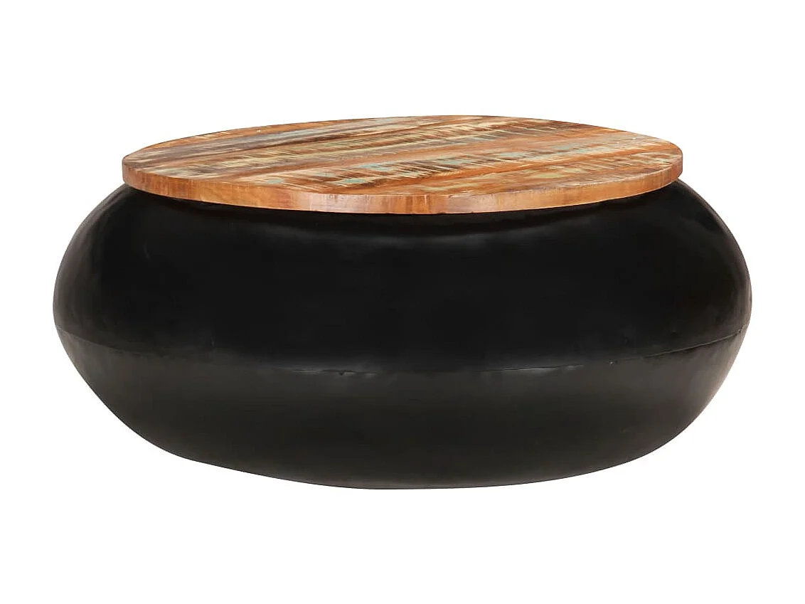 Mesa de centro Gold Negro 68x68x30 cm Madera maciza recuperada