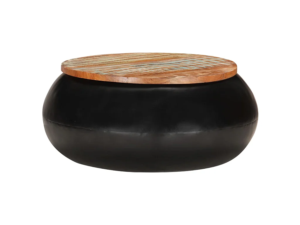 Mesa de centro Gold Negro 68x68x30 cm Madera maciza recuperada