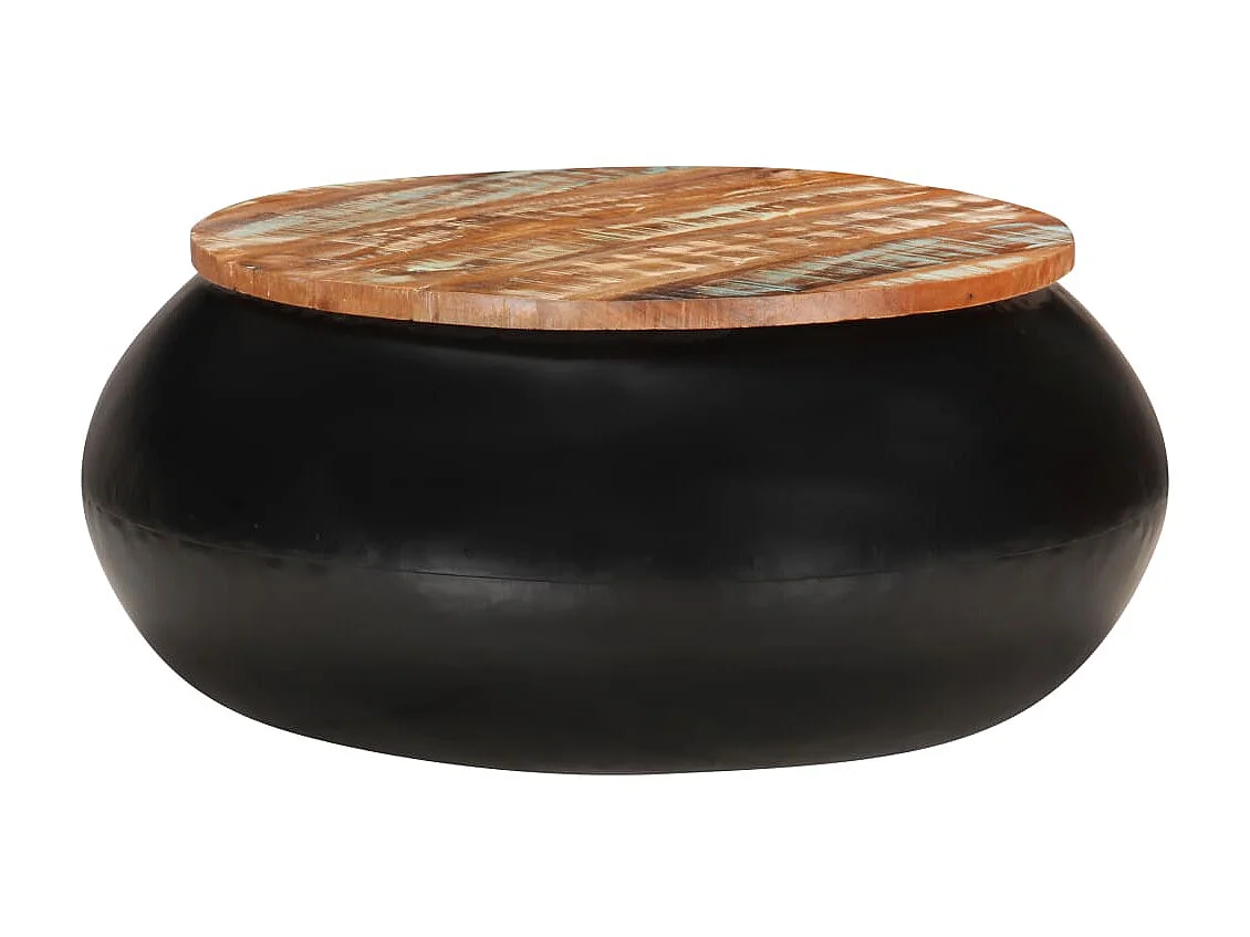 Mesa de centro Gold Negro 68x68x30 cm Madera maciza recuperada