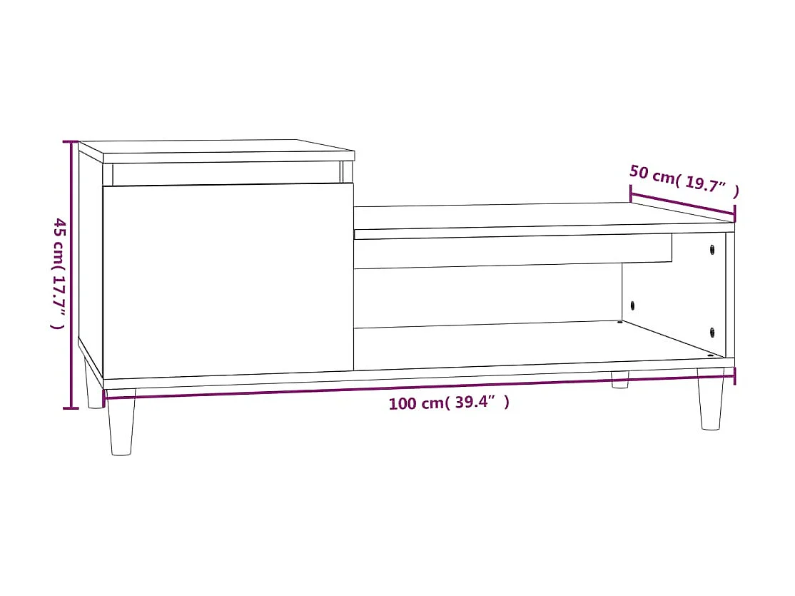 Tavolino Gold Nero 100x50x45 cm MDF