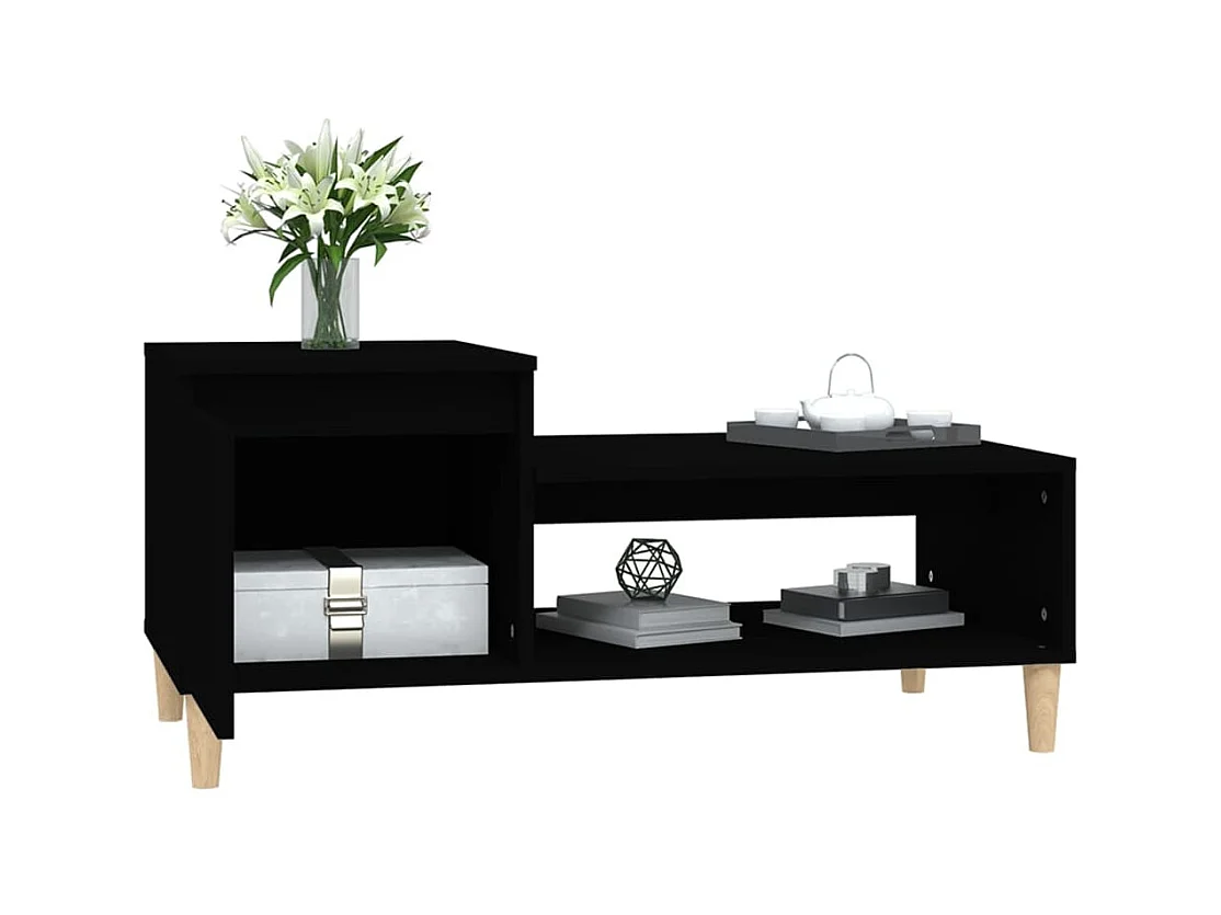 Gold Salontafel Zwart 100x50x45 cm Bewerkt hout