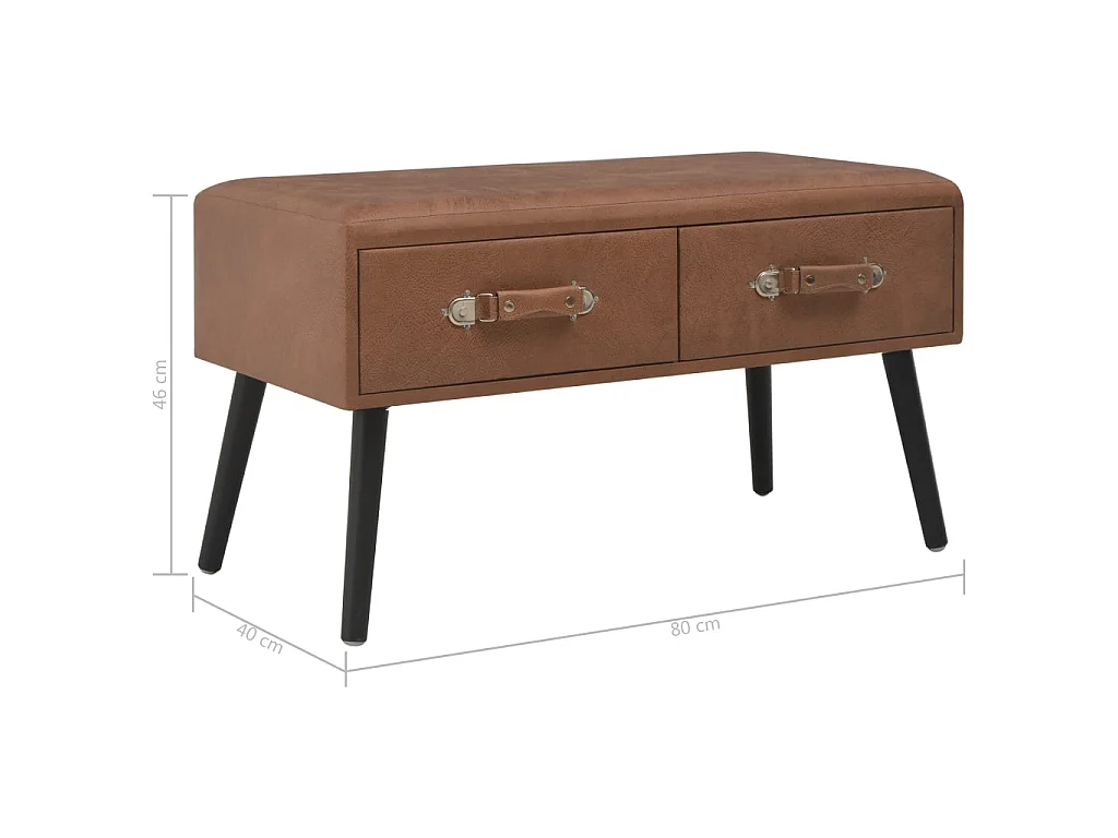 Mesa de centro dourada Castanho escuro 80x40x46 cm Pele sintética