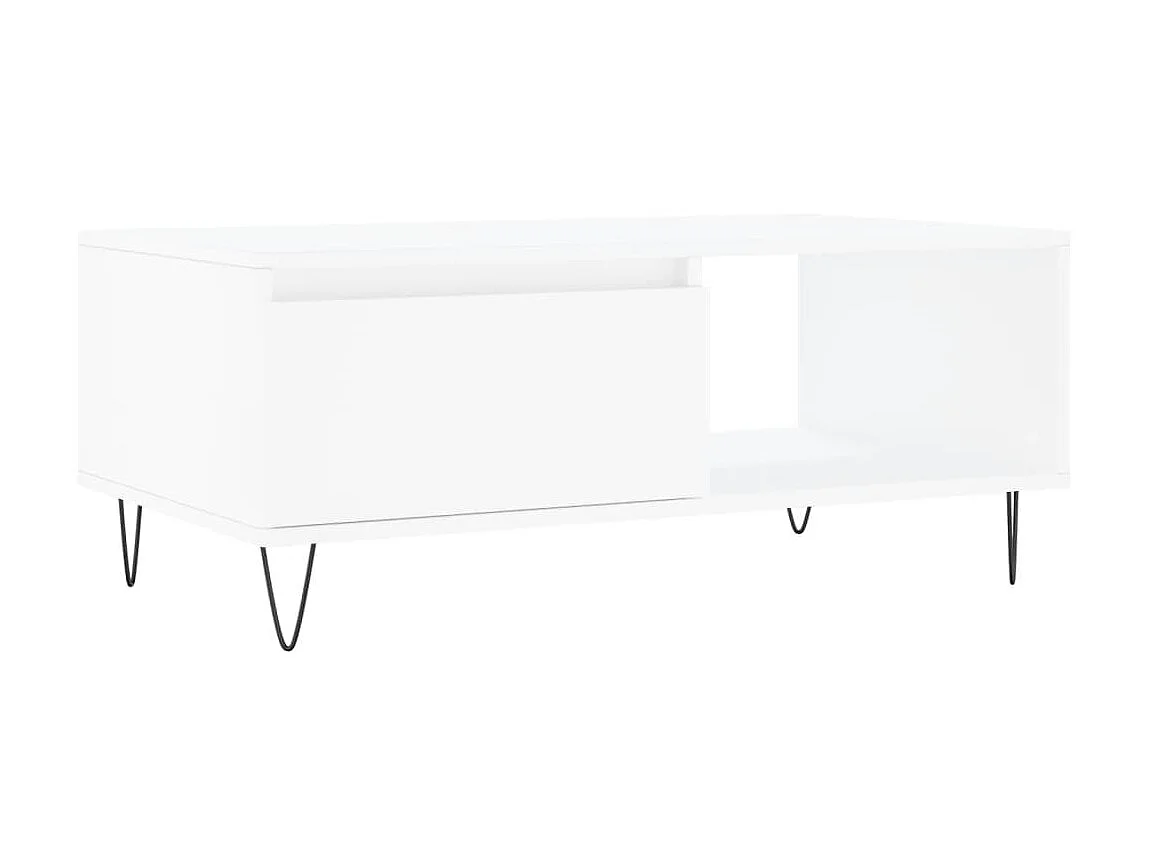 Gold Salontafel Wit 90x50x36,5 cm Bewerkt hout