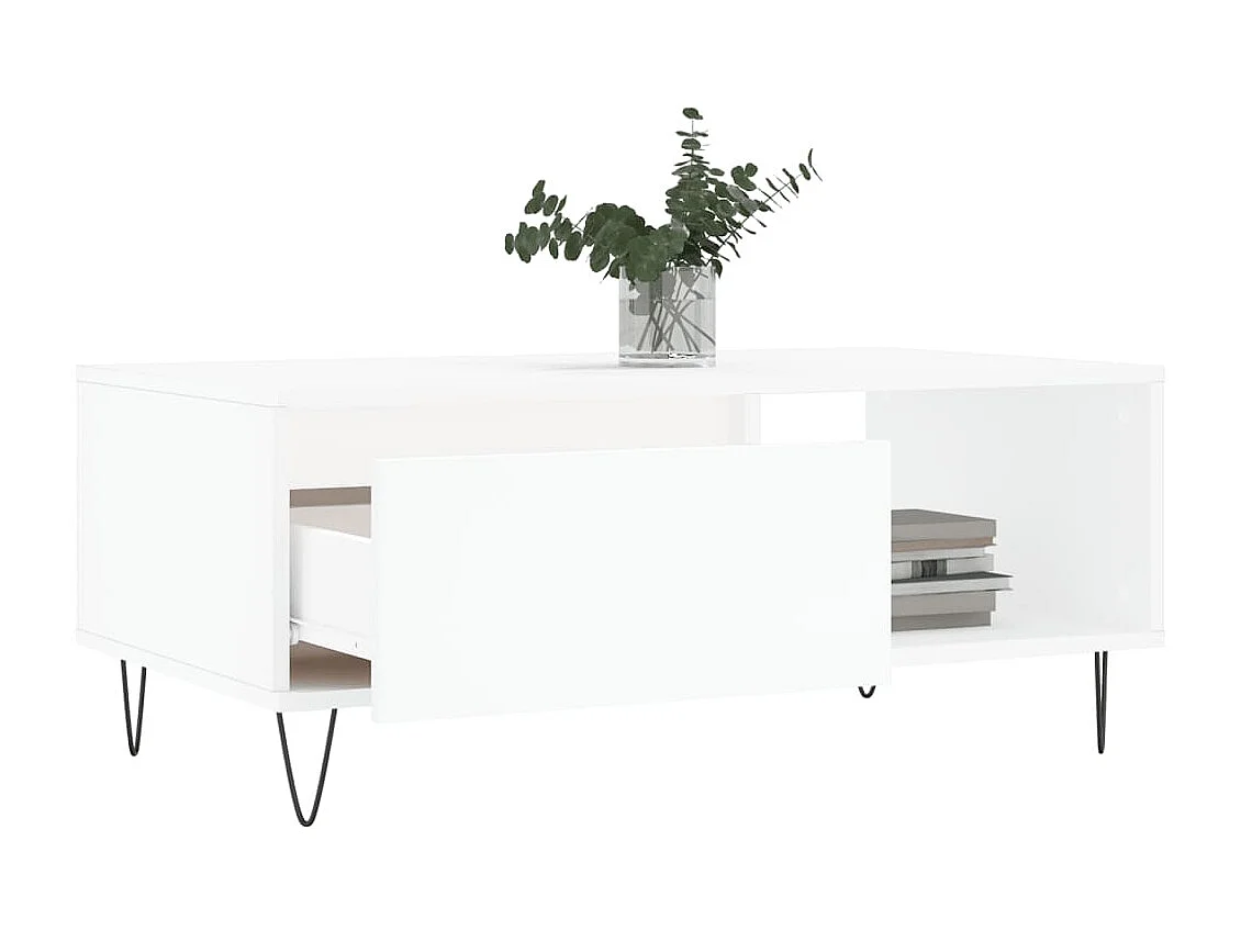 Gold Salontafel Wit 90x50x36,5 cm Bewerkt hout