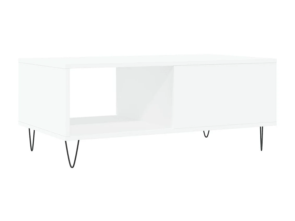 Gold Salontafel Wit 90x50x36,5 cm Bewerkt hout