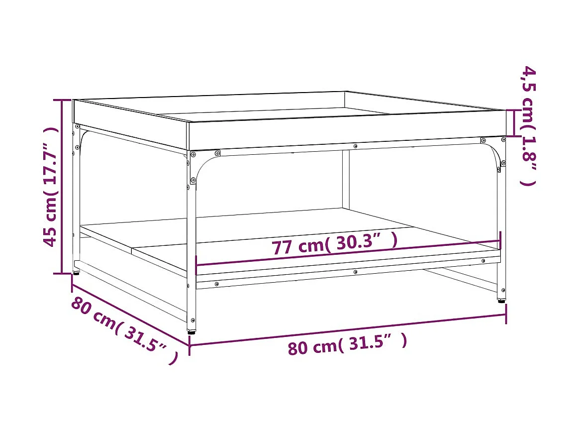 Mesa de centro dourada preta 80x80x45 cm madeira e ferro