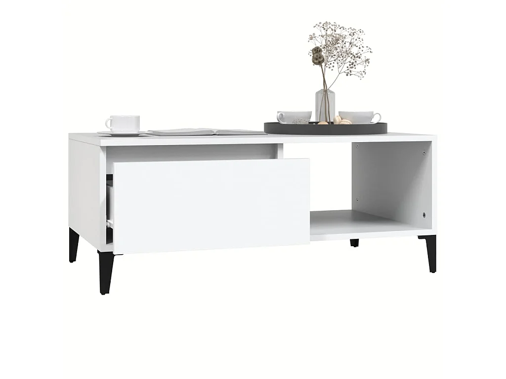 Table basse Blanc 90x50x36,5 cm Bois d'ingénierie