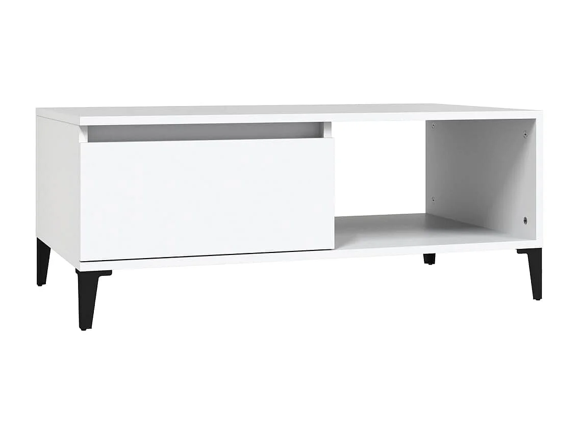 Table basse Blanc 90x50x36,5 cm Bois d'ingénierie