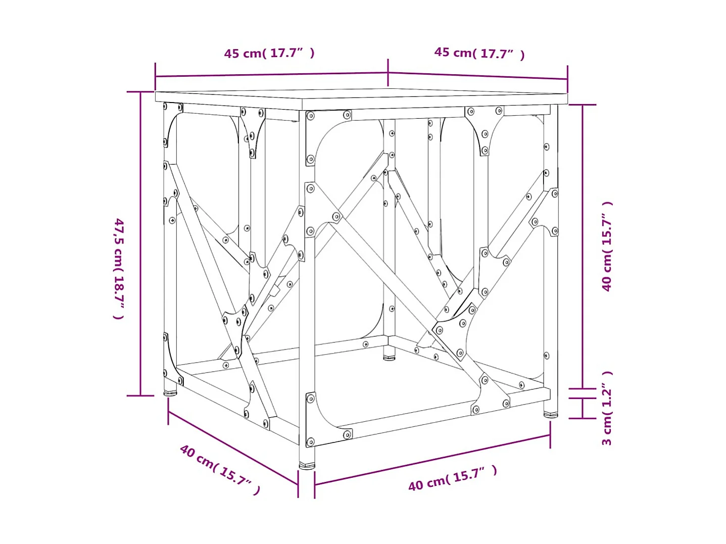 Mesa de centro Gold negra 45x45x47,5 cm de madera contrachapada