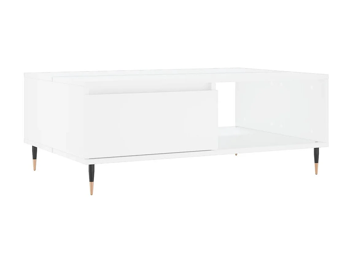 Mesa de centro dourada branca 90x60x35 cm madeira projetada