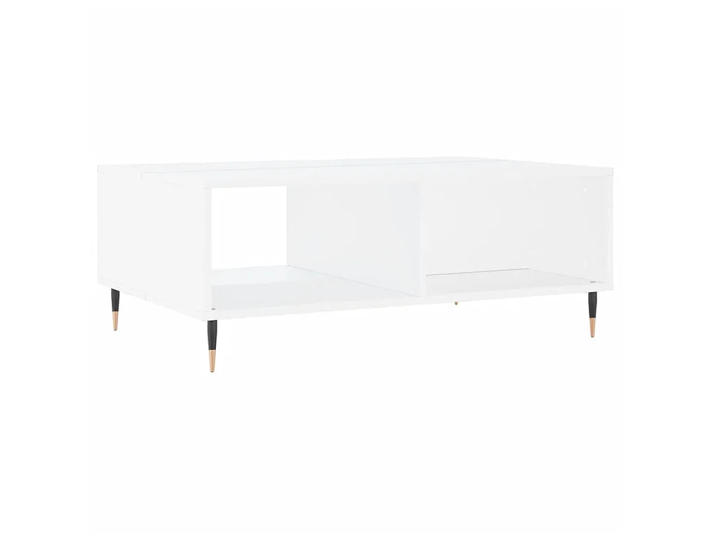 Mesa de centro dourada branca 90x60x35 cm madeira projetada