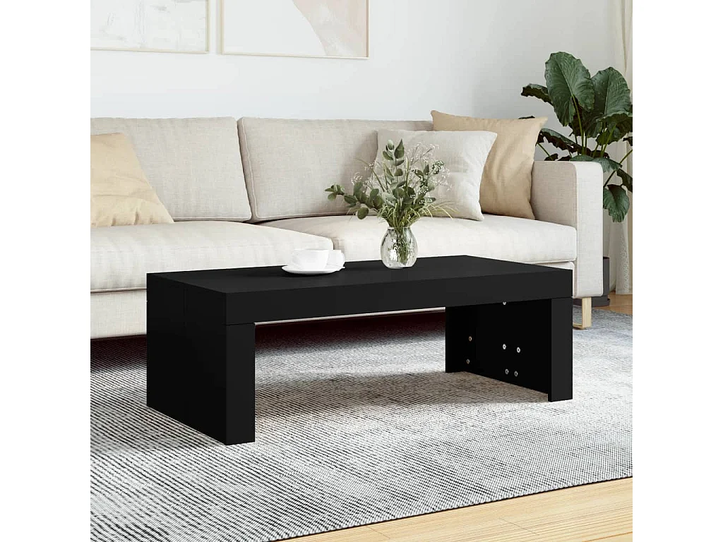 Mesa de centro dourada preta 102x50x36 cm madeira projetada