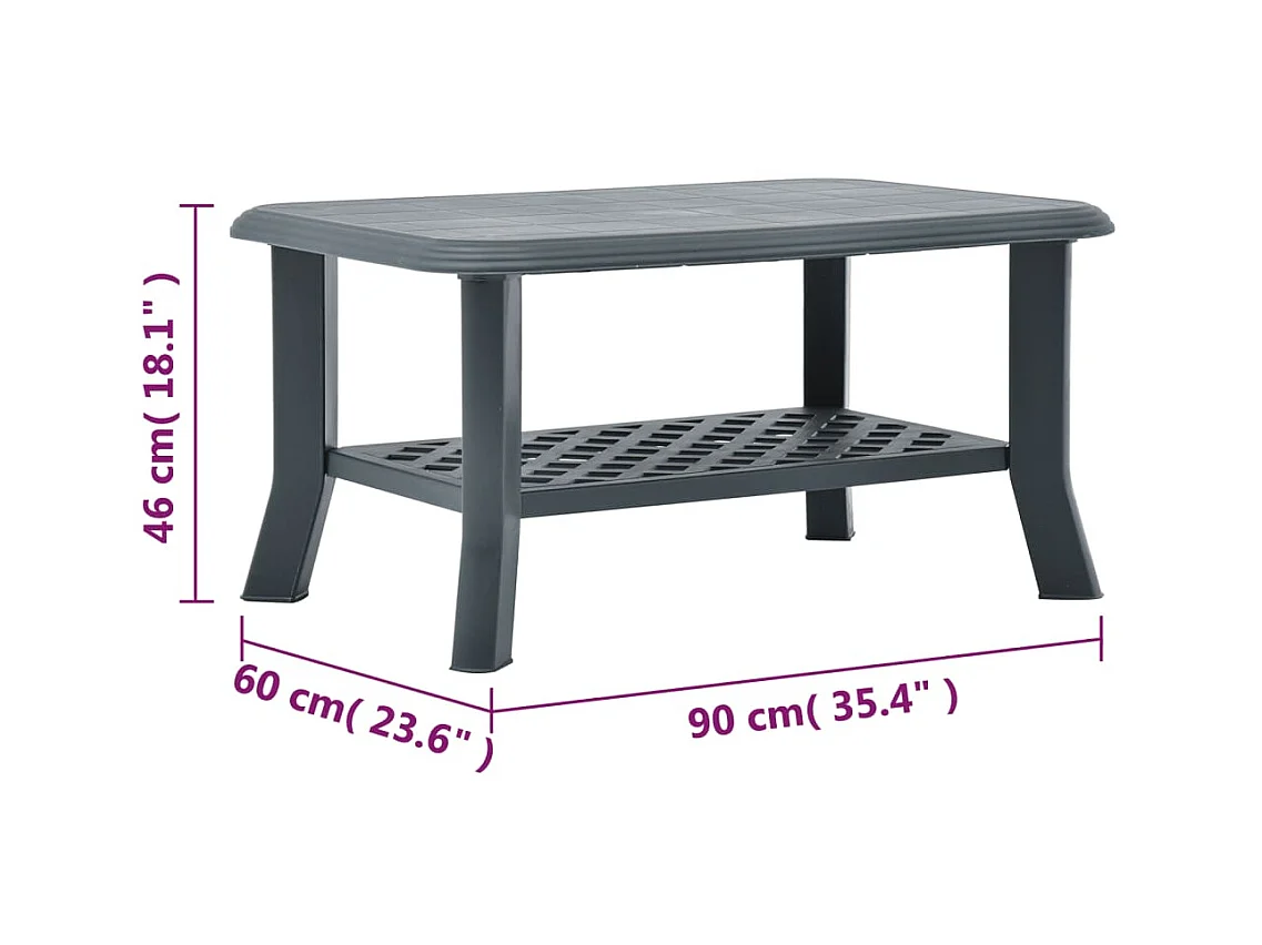 Table basse Vert 90 x 60 x 46 cm Plastique