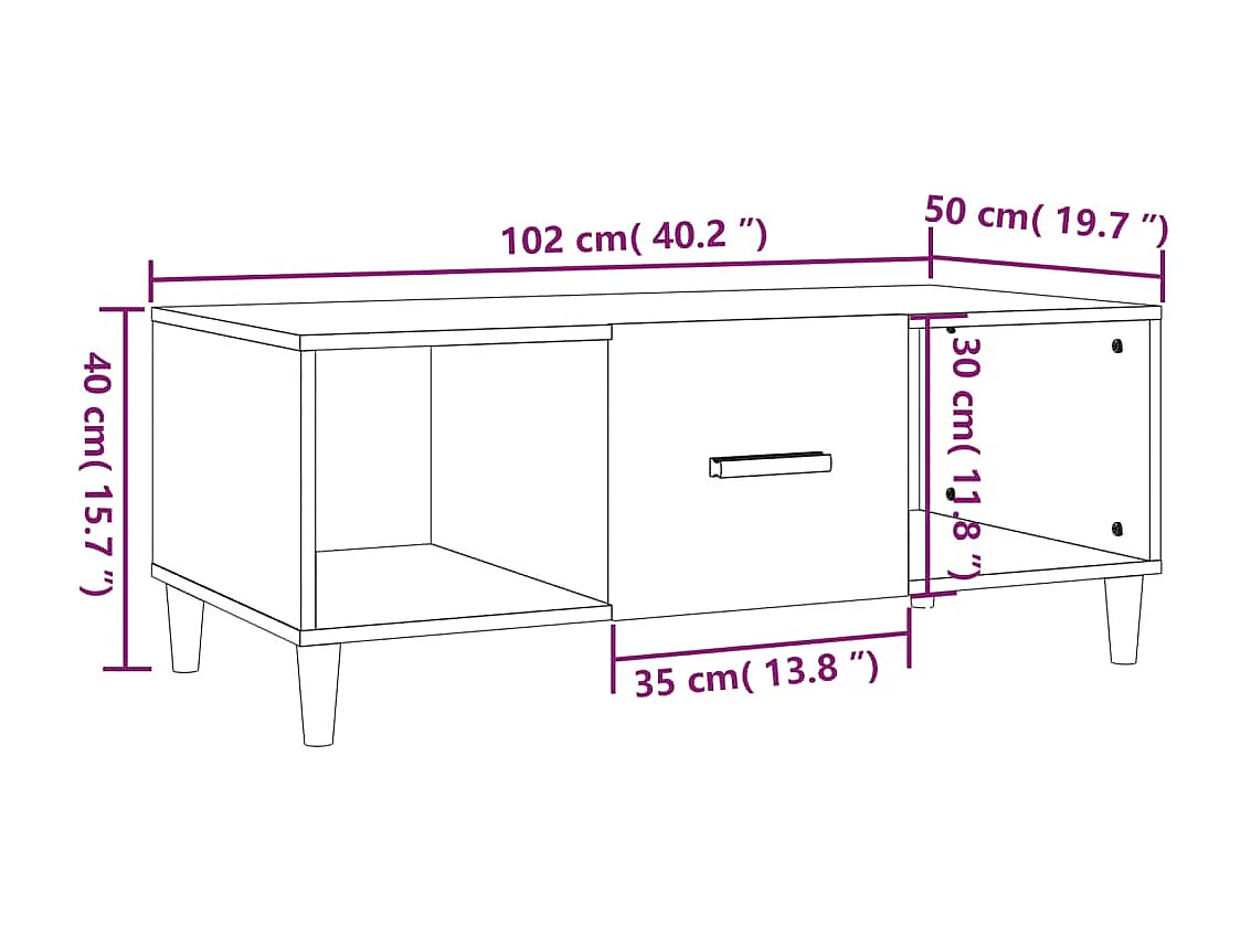 Mesa de centro Gold blanca 102x50x40 cm de madera contrachapada