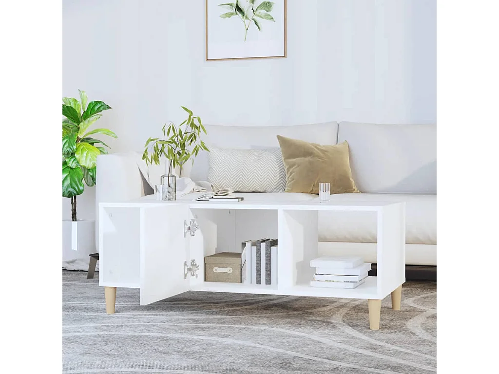 Mesa de centro Gold blanca 102x50x40 cm de madera contrachapada