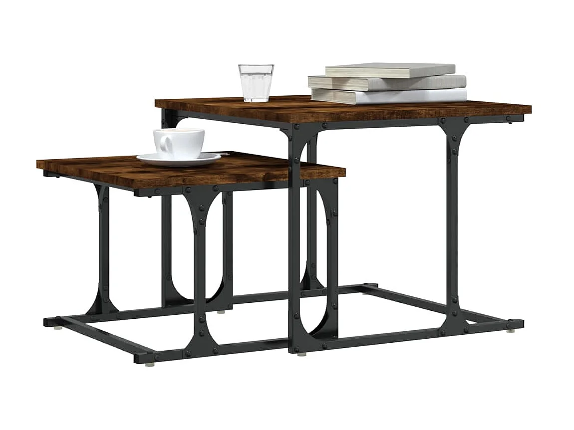 Mesa de centro Gold Nesting 2 piezas de madera de ingeniería de roble ahumado