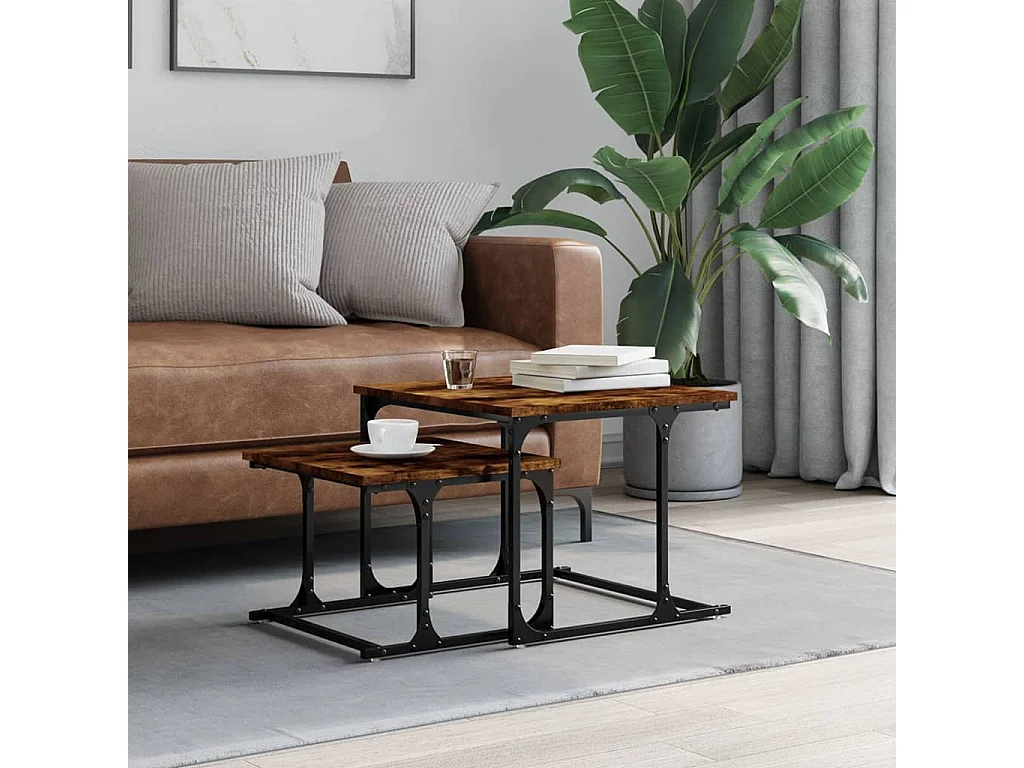 Gold Nesting salontafel, 2 stuks gerookt eiken parket