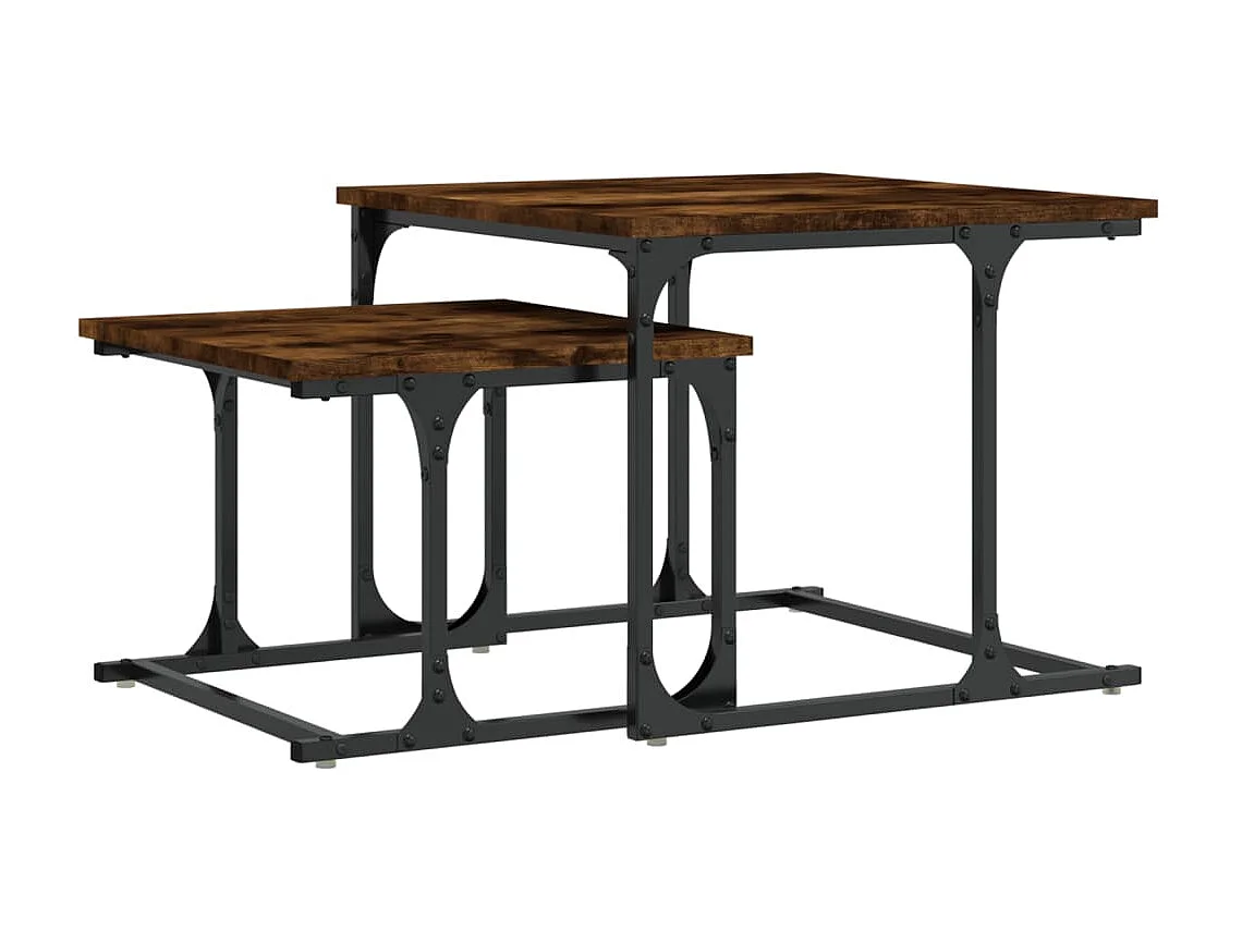 Gold Nesting salontafel, 2 stuks gerookt eiken parket