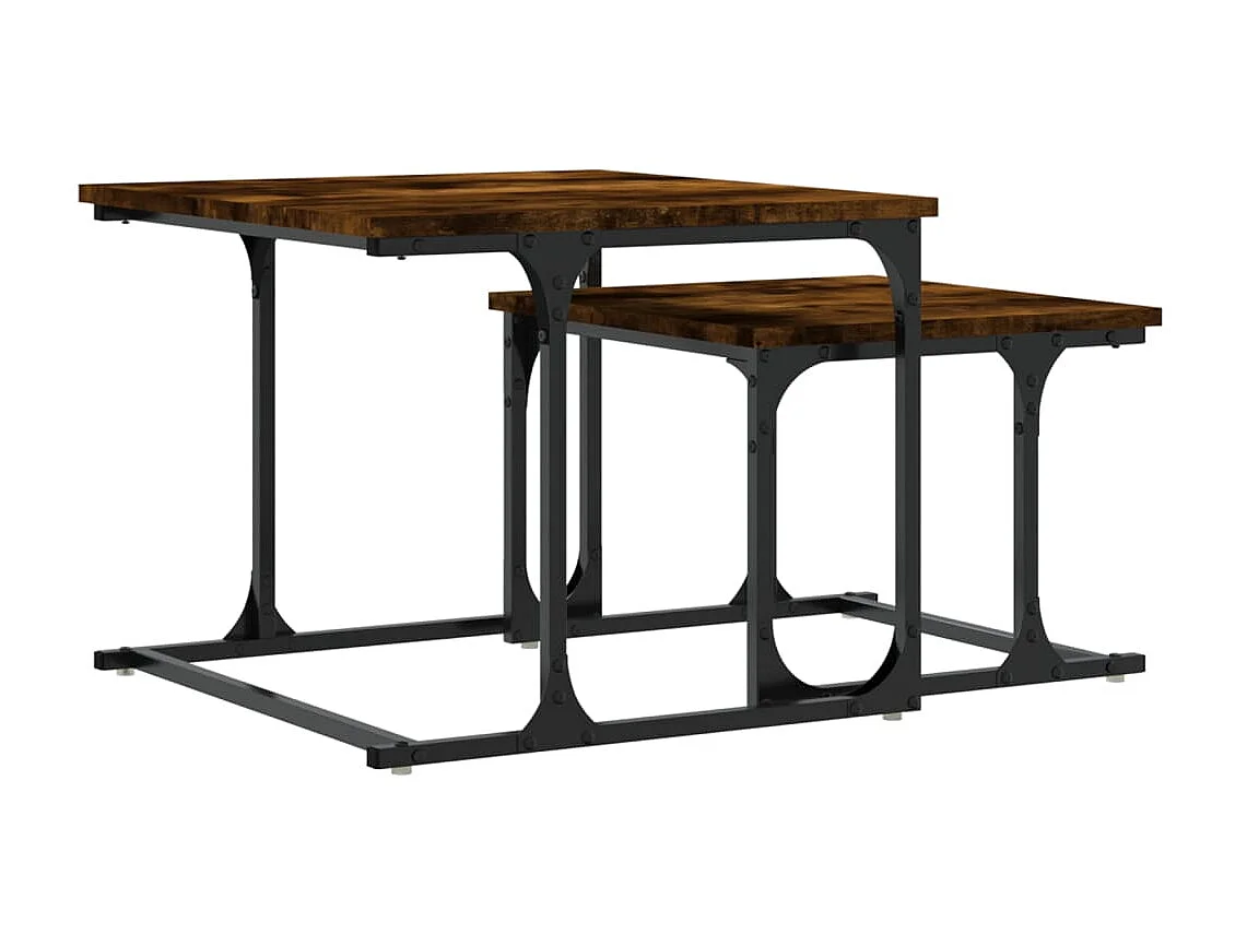 Gold Nesting salontafel, 2 stuks gerookt eiken parket