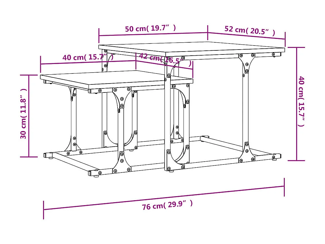Gold Nesting salontafel, 2 stuks gerookt eiken parket