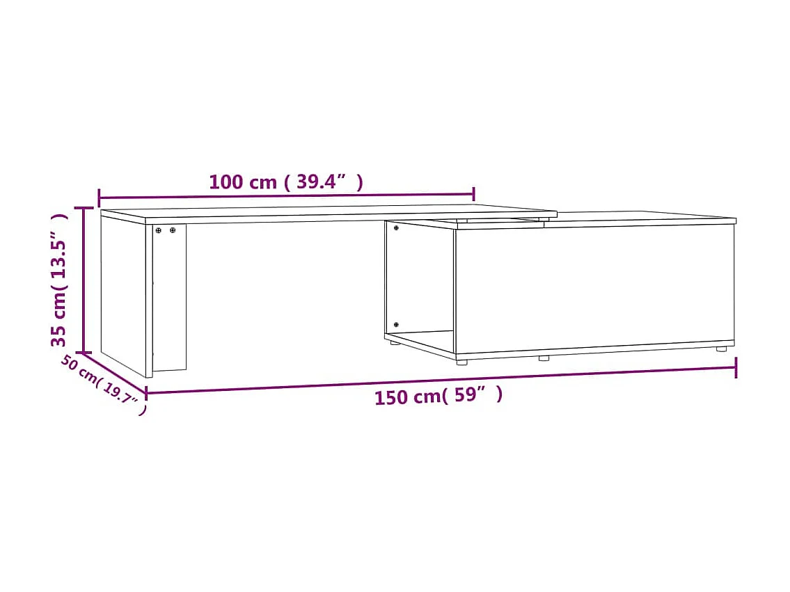 Mesa de centro dourada carvalho Sonoma 150x50x35 cm aglomerado